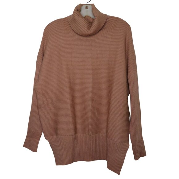 New Lillusory Womens Ribbed Knit Turtleneck Sweater Medium Camel Brown - Picture 5 of 13